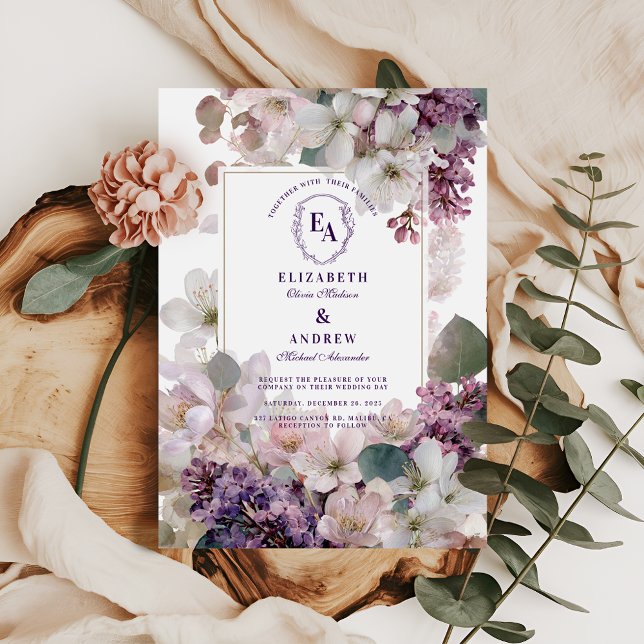 Lavender and Ivory Botanical Garden Wedding Invitation (Creator Uploaded)
