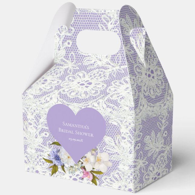 Lavender and Lace Bridal Shower Favour Box (Front)
