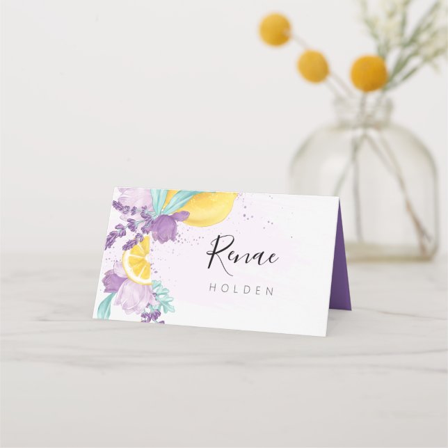 Lavender and lemon place card, fresh food label place card (Front)