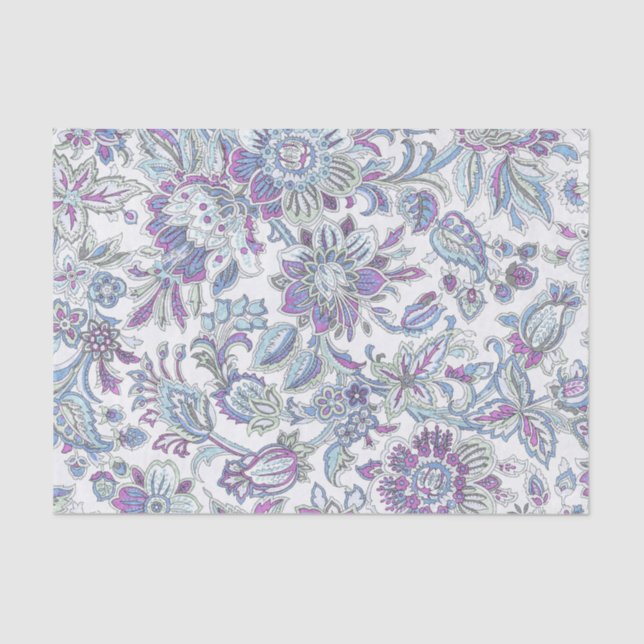 Lavender and Light Blue Paisley Print Tissue Paper (Front)