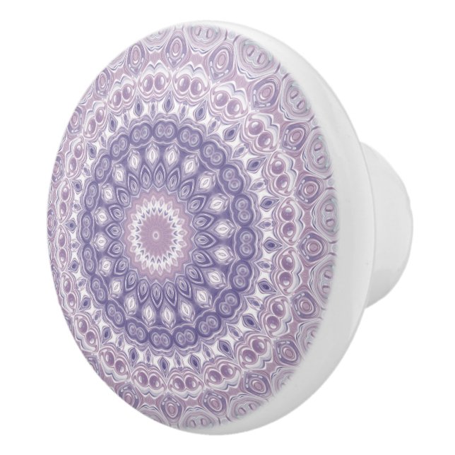 Lavender and Lilac Mandala Pattern Ceramic Knob (Right)