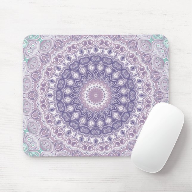 Lavender and Lilac Mandala Pattern Mouse Mat (With Mouse)