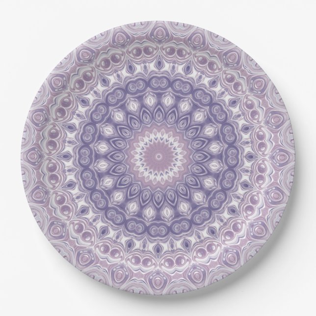 Lavender and Lilac Mandala Pattern Paper Plate (Front)