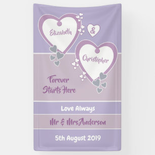 Lavender and Lilac with hearts Wedding Backdrop Banner