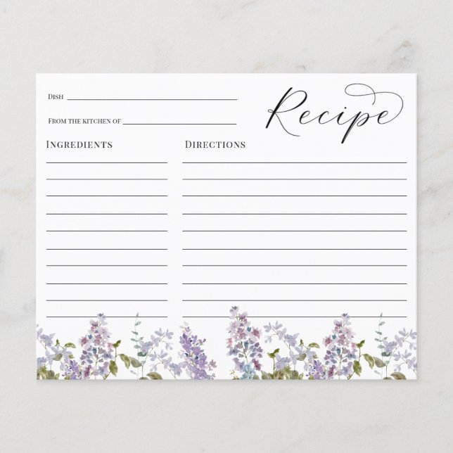 Lavender and Lilacs Recipe Card (Front)