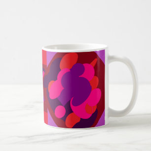 Lavender and maroon square patterns coffee mug