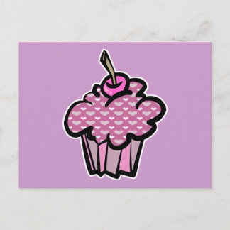 lavender and mauve hearts cupcake postcard