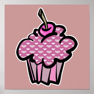 lavender and mauve hearts cupcake poster