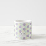 Lavender and Mint Hexagons and Circles Pattern Espresso Cup<br><div class="desc">Elegant and stylish hexagons and circles seamless pattern featuring gentle mint and light lavender colour hexagons and gentle light yellow cram circles in two sizes.
Stylish shapes design and a stylish monogram.
Personalise by changing the initials and the text.</div>