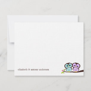 Lavender and Mint Owls Wedding Invitation