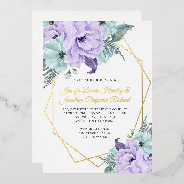 Lavender and Mint Peonies Wedding (Front/Back)
