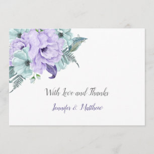 Lavender and Mint Watercolor Peonies Thank You  
