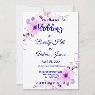 Lavender and Navy Customisable Wedding Invites