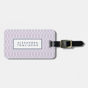 Lavender and Navy Lattice Pattern Luggage Tag