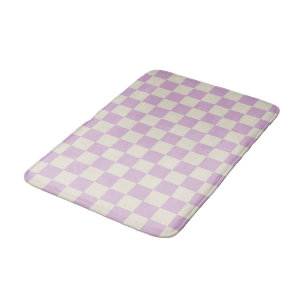 Lavender and Off White Chequerboard Bath Mat