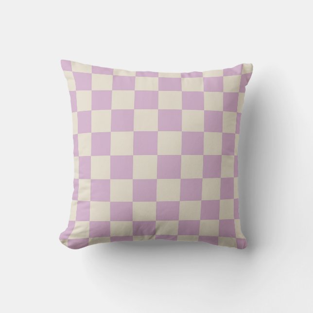 Lavender and Off White Chequerboard Cushion (Front)