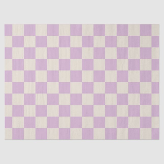 Lavender and Off White Chequerboard Tissue Paper (Front)