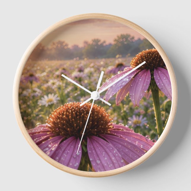 Lavender and Orange cone flower Clock (Front)