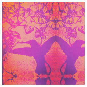 Lavender and Orange Hummingbirds Fabric