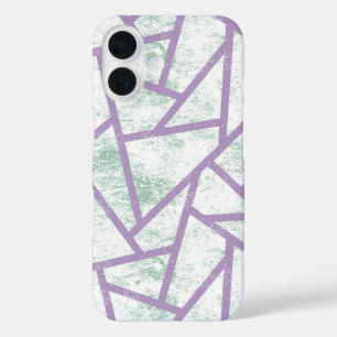 Lavender and pale green mosaic pattern iPhone 16 case