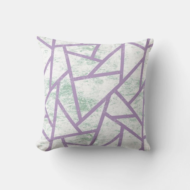 Lavender and pale green mosaic pattern cushion (Front)