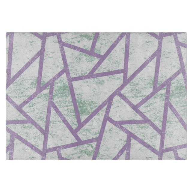 Lavender and pale green mosaic pattern cutting board (Front)