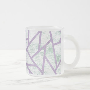 Lavender and pale green mosaic pattern frosted glass coffee mug