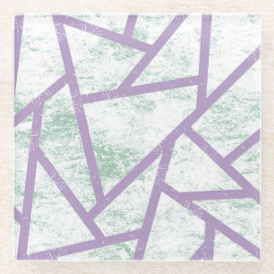 Lavender and pale green mosaic pattern glass coaster