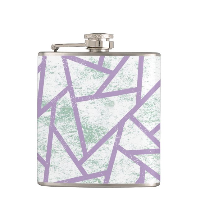 Lavender and pale green mosaic pattern hip flask (Front)