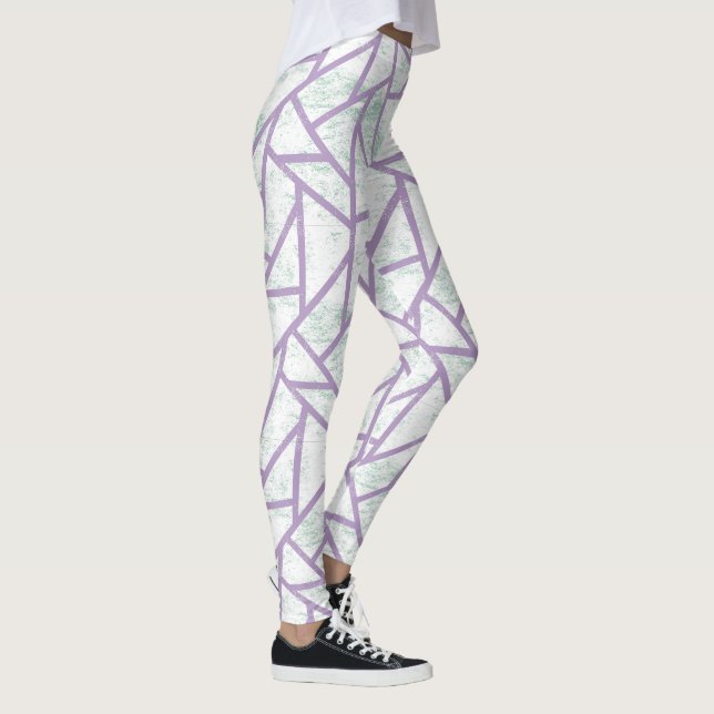 Lavender and pale green mosaic pattern leggings (Right)