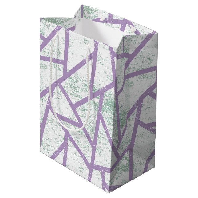 Lavender and pale green mosaic pattern medium gift bag (Back Angled)