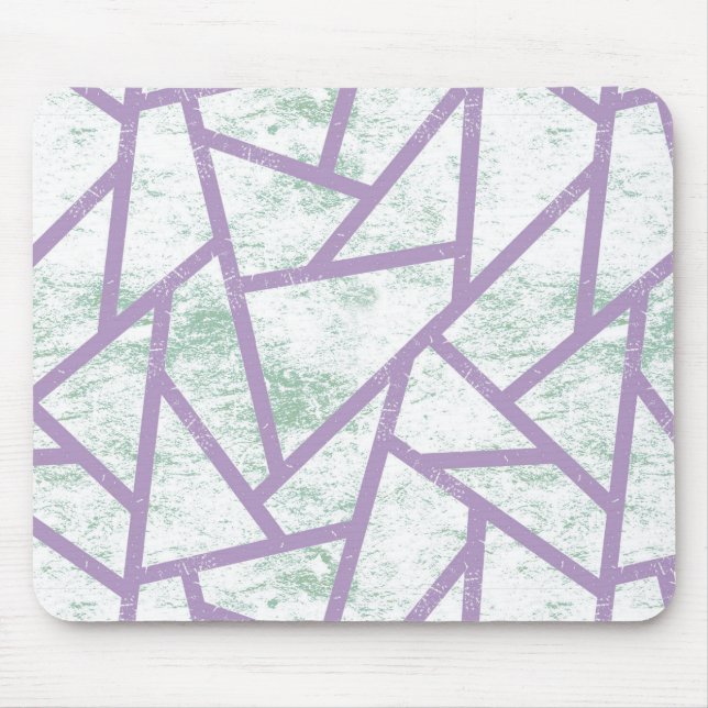 Lavender and pale green mosaic pattern mouse mat (Front)