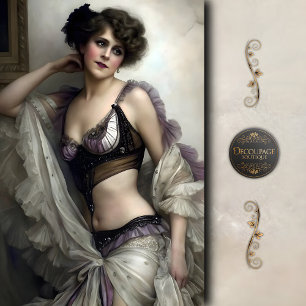 Lavender and Pearl Vintage Showgirl Decoupage Tissue Paper