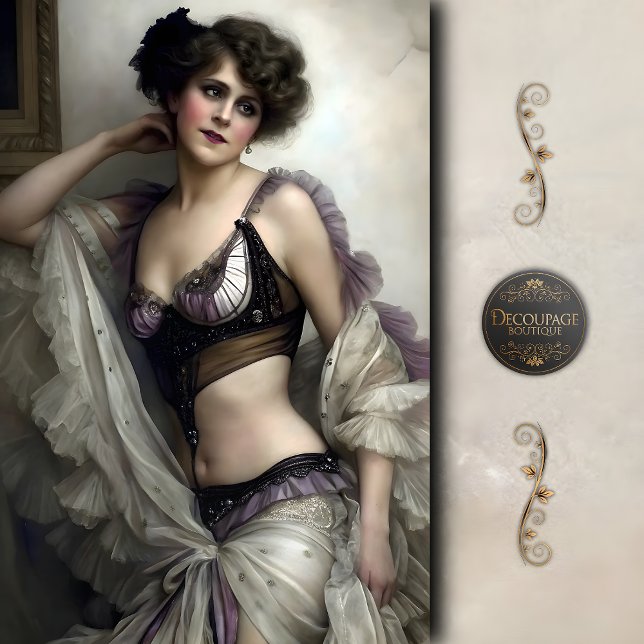 Lavender and Pearl Vintage Showgirl Decoupage Tissue Paper (Lavender and Pearl Vintage Showgirl Decoupage Tissue Paper)