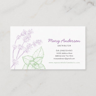 Lavender and Peppermint Essential Oil Business Card