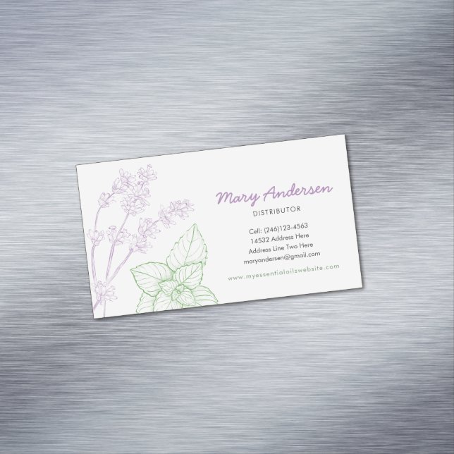 Lavender and Peppermint Essential Oil Magnetic Business Card (In Situ)