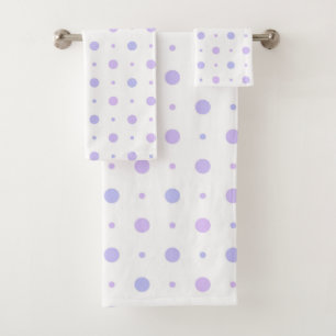 Lavender and periwinkle polka dots bath towel set