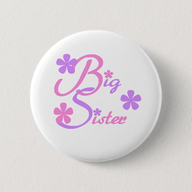 Lavender and Pink Big Sister 6 Cm Round Badge (Front)