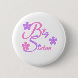 Lavender and Pink Big Sister 6 Cm Round Badge