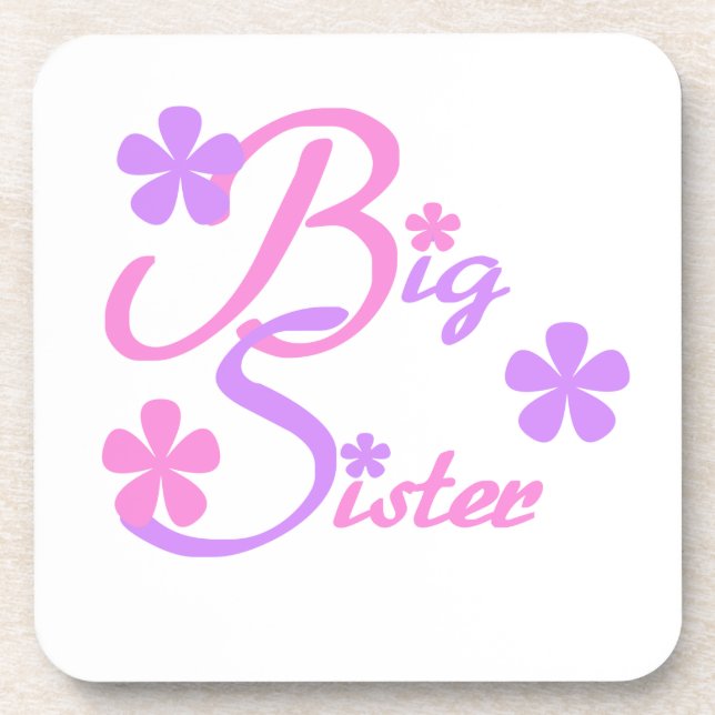 Lavender and Pink Big Sister Gifts Coaster (Front)