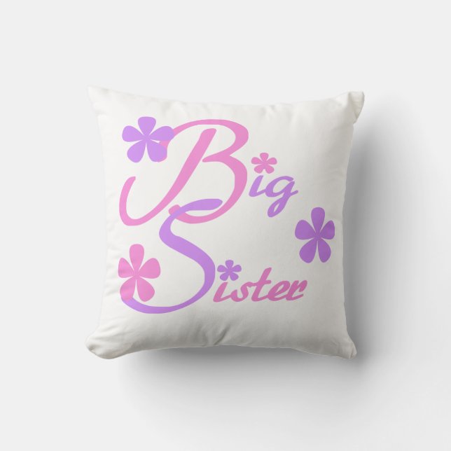 Lavender and Pink Big Sister Gifts Cushion (Front)
