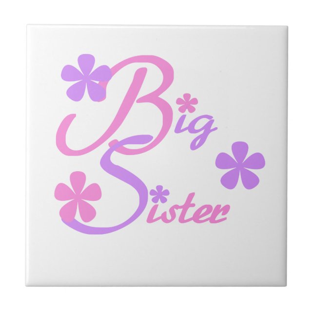 Lavender and Pink Big Sister Gifts Tile (Front)