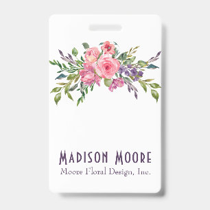Lavender And Pink Floral Bouquet ID Badge