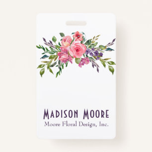 Lavender And Pink Floral Bouquet ID Badge