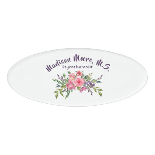 Lavender And Pink Floral Bouquet Name Tag