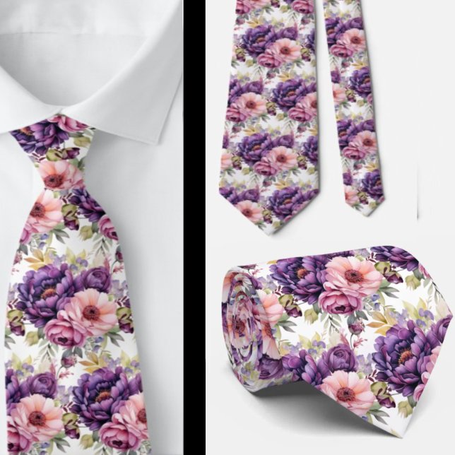 Lavender and Pink Floral Tie (Creator Uploaded)