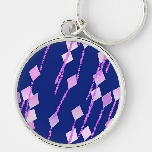 lavender and pink kites against dark blue key ring (Front)
