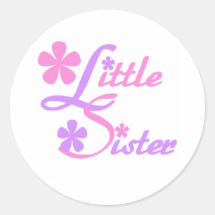 Lavender and Pink Little Sister Classic Round Sticker