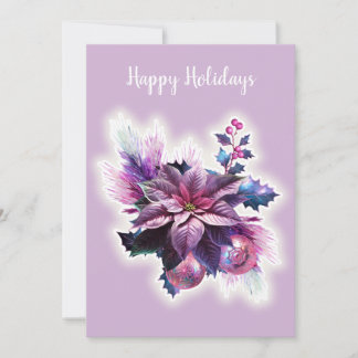 Lavender And Pink Poinsettia Holiday Card