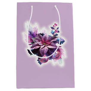 Lavender And Pink Poinsettia Medium Gift Bag